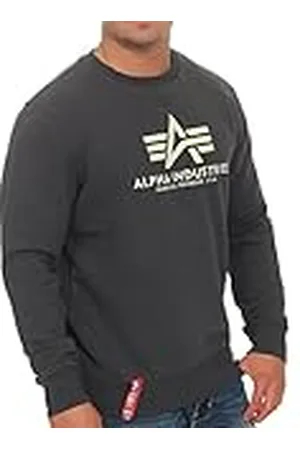 Alpha Industries Basic Sudadera, Hombre, Gris (Greyblack/black), M