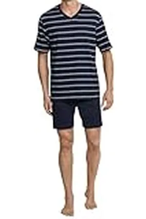 Schiesser Pijama Corto Escote en V Dos Piezas, Opaco, Azul (Dunkelblau 803), 50 para Hombre