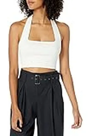 THE DROP Greta Top Entallado tipo Bustier con Cuello Cuadrado tipo Halter para Mujer, , M