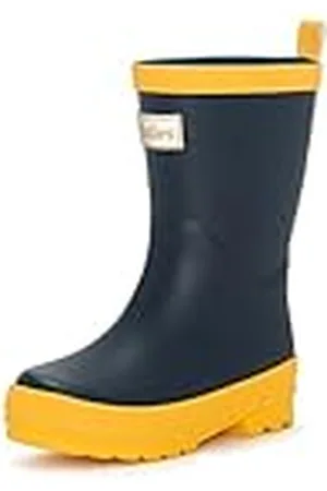 Hatley Solid Rain Boots, Botas de Lluvia, Azul Marino/Amarillo, 21 EU