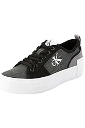 Calvin Klein Jeans Zapatillas para Mujer Sneaker Vulcanizada Plana Bold Low con Plataforma, Multicolor (Black/Stormfront), 36