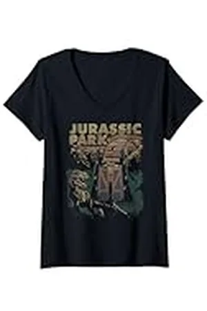 Jurassic Park Mujer Puertas de T-Rex de Parque Jurásico Camiseta Cuello V