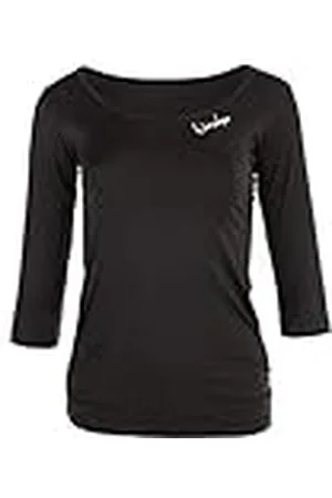 Winshape Camisa Aet107 superligera y funcional de manga 3/4 para mujer, estilo delgado, fitness, yoga, pilates, manga ¾, negra, XXL EU, 1 pieza