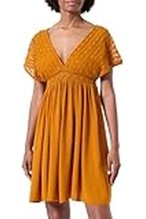 VILA Viamline V-Neck S/L Short Dress Vestido, , 46 para Mujer