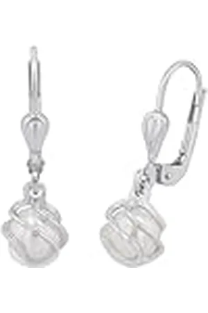 Amor Pendientes Pendientes de mujer de de ley 925, con cuenta de cera, 2,3 cm, , Se entrega en caja de regalo de joyería