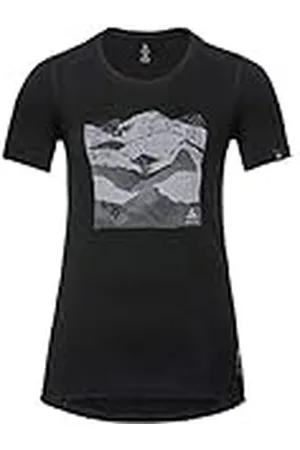 Odlo Crew Neck Alliance T-Shirt Camiseta para Mujer, Negro-Collage Print SS19, Large