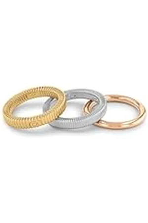 Calvin Klein Set de 3 Anillos para Mujer Colección PLAYFUL REPETITION en Acero Inoxidable, Oro Amarillo y Oro Rosado - 35000027D