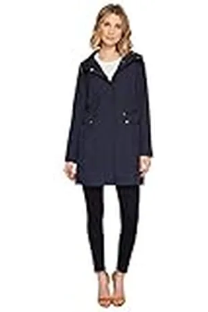 Cole Haan Chaqueta de lluvia con capucha para mujer - Azul - Large