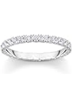 Thomas Sabo Anillo de diseño delicado con piedras blancas de plata de ley 925 reciclada, talla 52, TR2467-051-14-52, 52/16,6, Metal precioso, Zirconia cúbica