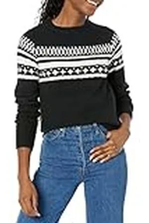 Amazon Jersey suave al tacto con cuello redondo y estampado isla Fair Mujer, , M