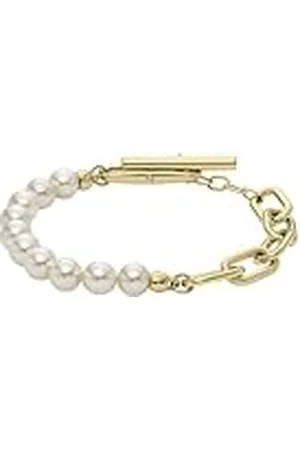 Fossil Pulsera de Cadena en Acero Inoxidable dorado Heritage Pearl DLink para Mujeres, JF04729710
