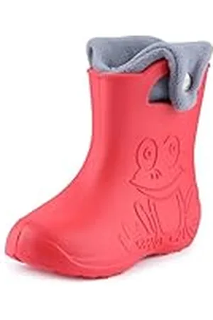 Ladeheid Botas de Agua para niños en EVA Unisexo Botas de Lluvia Forradas Zapatos Infantiles Calzado para Invierno Impermeable Rainboots LA-CA-04 (Coral/Gris, 30/31 EU)