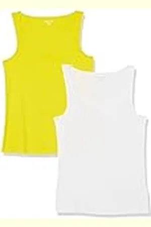 Amazon Camiseta sin Mangas con Cuello Cuadrado y Corte Ajustado Mujer, Pack de 2, , XS