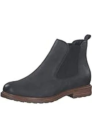 Tamaris Mujer Botines, señora Botas Chelsea,Botas,Medias Botas,botín,Bota de Deslizamiento,Plano,Black/Struct.,36 EU