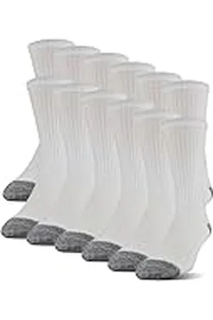Gildan Polyester Half Cushion Crew Socks, 12-Pairs Calcetines, , Shoe Size: 6-12 (Pack Hombre