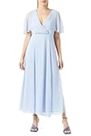 VILA Virilla V-Neck 2/4 Ankle Dress-Noos Vestido, Color Azul, 36 para Mujer