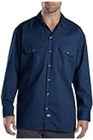 Dickies Camisa con Manga Larga para Hombre, Color Azul Oscuro, Talla L
