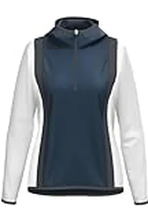 Head Club 25 Tech Sudadera con Capucha para Mujer, Azul Marino/Blanco