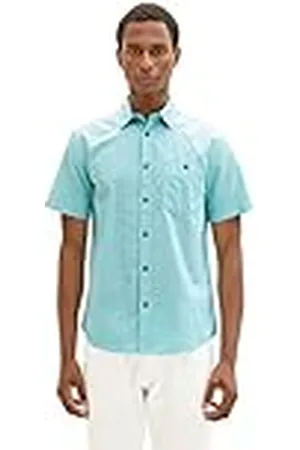TOM TAILOR 1036225 Camisa, 32168-Estructura de Color Turquesa, XXL para Hombre