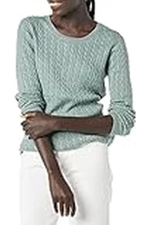 Amazon Jersey de Cuello Redondo y Manga Larga en Ligero Punto Trenzado (Disponible en Tallas Grandes) Mujer, , XXL