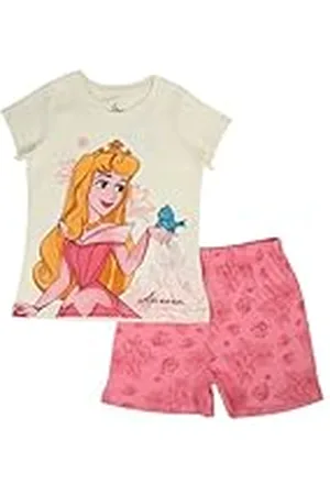Disney PRINCESSE, Conjunto de 2 piezas, Camiseta + Pantalones cortos, Niños, (2 a 8 años), Unisex, Niño, Niña, Suave, Lindo, Cálido, Camiseta, Pantalones, Modelo DIS P 5204C254 S1-6A, ROSE
