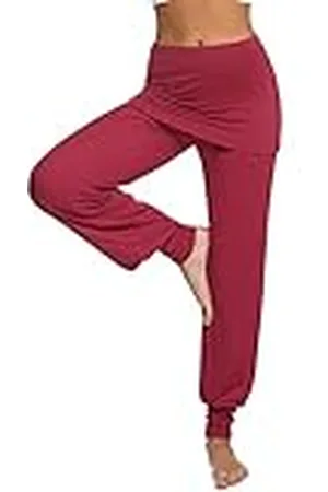 Sykooria Pantalones De Yoga Mujer Pantalones Harem Pantalones Hippies Pantalones con Falda para Mujer Pantalones Deportivos de Algodón Pantalon Harem de Anchos Cintura Alta Pilates Baile Fitness