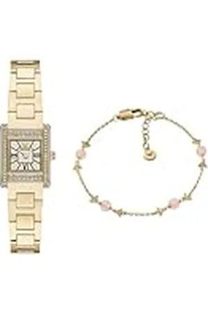 Emporio Armani Mujer Reloj de Acero Inoxidable Dorado y Pulsera de Latón, Set
