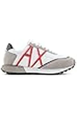 Armani Exchange Logotipo bidimensional, Inserto de Gamuza Beige, Zapatillas Mujer, , 41 EU