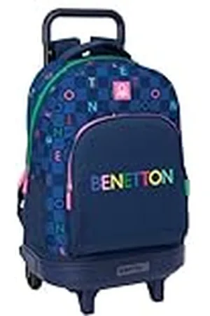 Safta Benetton DAMERO - Mochila Grande con Ruedas, Compacta, Extraíble, Ideal para Niños de Diferentes Edades, Cómoda y Versátil, Calidad y Resistencia, 33x22x45 cm