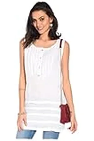 Bonamaison Túnica de Cuello Redondo sin Mangas con Pliegues Delanteros Shirt, , L Womens