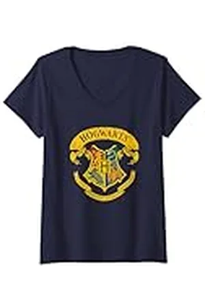 Harry Potter Mujer Escudo de Todos Hogwarts Camiseta Cuello V