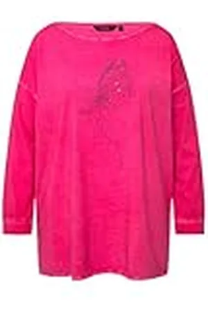 Ulla Popken Butterfly Graphic Long Sleeve Boat Neck tee Camiseta, Rosado Magenta, 48-50 para Mujer