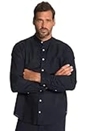 JP 1880 Camisa de Mezcla de Lino, Manga Larga, Cuello alzado, Modern Fit 4XL 790394730-4XL