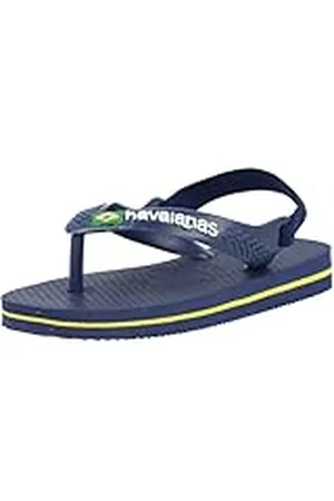 Havaianas Baby Brasil Logo II, Sandalias Unisex Bebé, Navy Blue/Citrus Yellow, 20