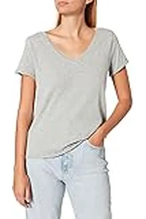 Marc O’ Polo Marc OߴPolo Denim Mujer Camiseta de algodón orgánico con cuello de pico, (Grau), XXL
