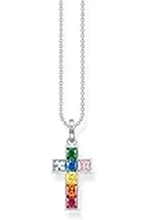 Thomas Sabo KE2166-477-7-L45V - Collar de de ley 925 con piedra de colores arcoíris, longitud 45 cm, para mujer, 45cm, esterlina, Circonia cúbica