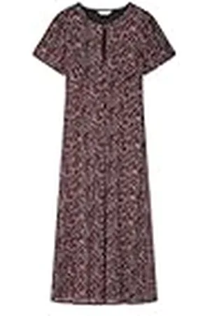 Springfield Vestido Midi con Mangas Globo, Cuello Redondo con Abertura y pequeños Botones Forrados en el Mismo Tejido Escote Estampado, , XL para Mujer