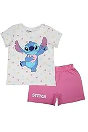 Disney LILO & STITCH, Conjunto de 2 piezas, Camiseta + Pantalones cortos, Niños, (2 a 8 años), Unisex, Niño, Niña, Suave, Lindo, Cálido, Camiseta, Pantalones, Modelo DIS LIS 5204C247 S1-4A, ROSE
