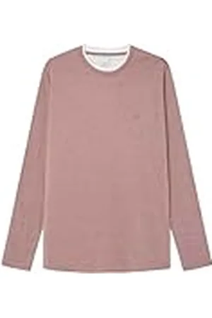 Springfield SPRINGFILED Camiseta de manga larga doble microraya, Camiseta Hombre, burgundy, XL