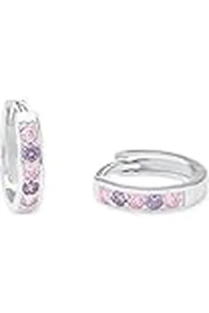 Amor Creoles Plata de Ley 925 Joyas de Orejas para Niñas, con Sintetizador de Circonitas, 1,2 cm, Plata, Viene en Caja de Regalo de Joyería