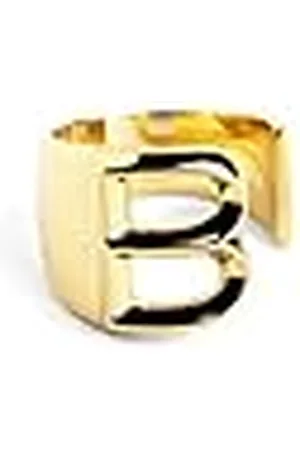 SINGULARU Anillo Personalizado Letter Signet. Macizo Ajustable. Latón con Acabado Baño de de 18 Kt. Talla Unica. Joyas para Mujer. Letra B