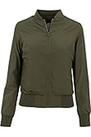 Urban classics Chaqueta Bomber ligera mujer con bolsillos delanteros, cintura, puños y cuellos elásticos, apertura delantera con cremallera, de manga larga, color dark olive, talla M