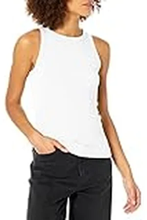 THE DROP Valerie Camiseta sin Mangas en Punto de Canalé de Cuello Cerrado con Espalda de Nadadora para Mujer, , 4XL Grande