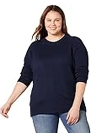 Amazon Jersey de Tacto Suave con Cuello Redondo, Manga Larga y Corte Clásico (Disponible en Tallas Grandes) Mujer, , 6XL Grande