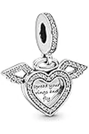 PANDORA Charm colgante 798485C01 Plata primera ley Mujer Corazón & Alas de Ángel
