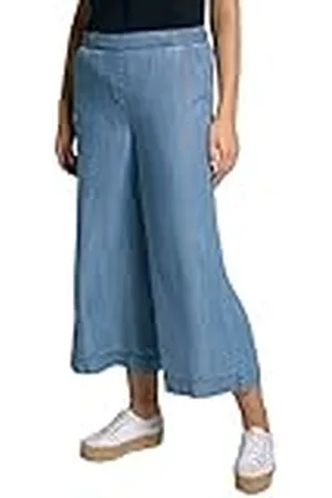 Ulla Popken Lyocell, Aspecto Vaquero, Cintura cómoda, Forma Marlene Pantalones Informales, , 36W / 32L para Mujer