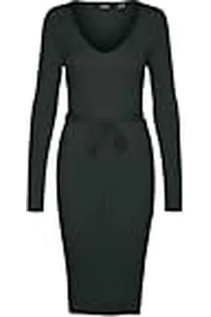 VERO MODA Vmsaba Rib LS V-Neck Belt Dress Ga Noos Vestido de Punto, , L para Mujer