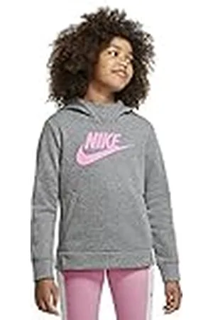 Nike G NSW PE Pullover Sweatshirt, Niñas, Carbon Heather/Carbon Heather/Pink, XL