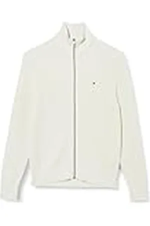 Tommy Hilfiger Chaqueta de Punto con Cremallera Hombre Rib Zip Through de algodón, Marfil (Ivory), XXL