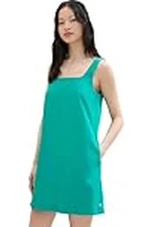 TOM TAILOR 1042009 Vestido Corto básico, 35363-Verde Brillante, S para Mujer